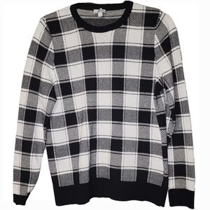 Black & White Houndstooth Crewneck by Kim Rogers  Size Extra Large